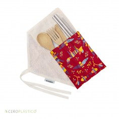 Kit de Cubiertos y Popotes arte Otomi Cero Plástico