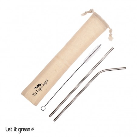 50 kits personalizados 2 pack popotes acero inoxidable CP KIT