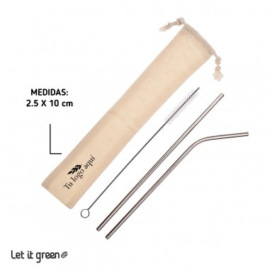 50 kits personalizados 2 pack popotes acero inoxidable CP KIT