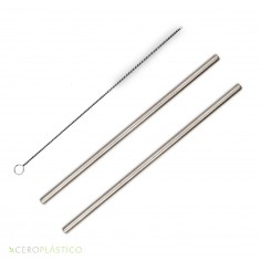 2 pack popotes de acero y cepillo Cero Plástico