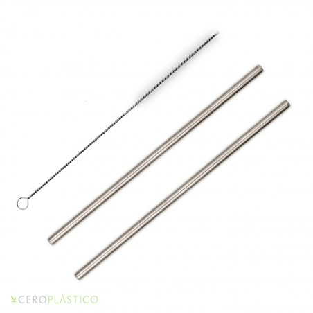 2 pack popotes de acero y cepillo Cero Plástico