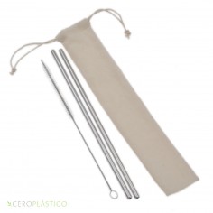2 pack popotes de acero y cepillo Cero Plástico 2