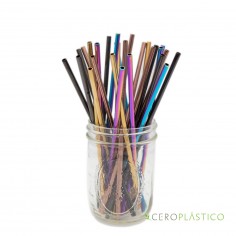 Popote multicolor acero inoxidable recto Cero Plástico