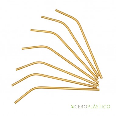 Popote multicolor acero inoxidable curvo Cero Plástico Popote multicolor acero inoxidable curvo Cero Plástico