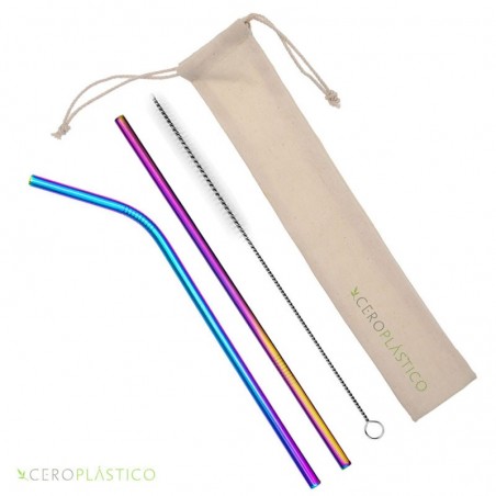 2 pack popotes de color acero inoxidable Cero Plástico 2 pack popotes de color acero inoxidable Cero Plástico
